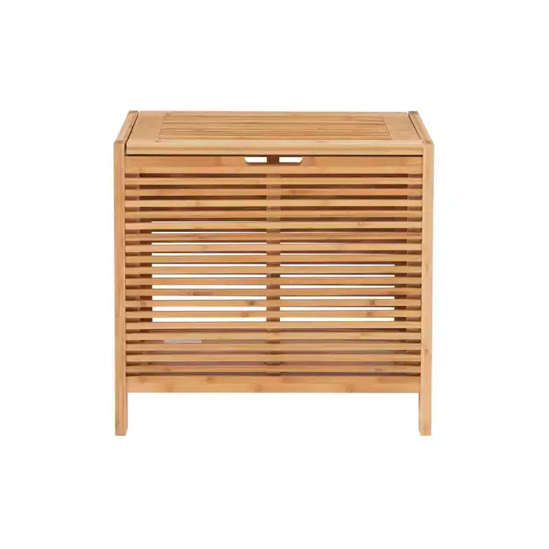 Cesto portabiancheria in bambù con coperchio, naturale, 55,25 cm L x 52,07 cm A x 38,74 cm P