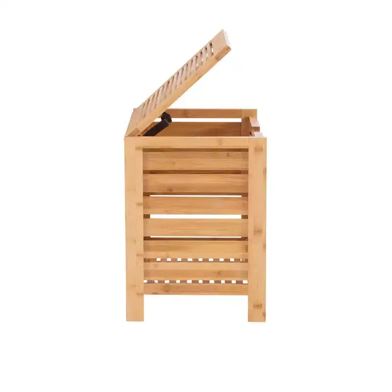 Cesto portabiancheria in bambù con coperchio, naturale, 55,25 cm L x 52,07 cm A x 38,74 cm P