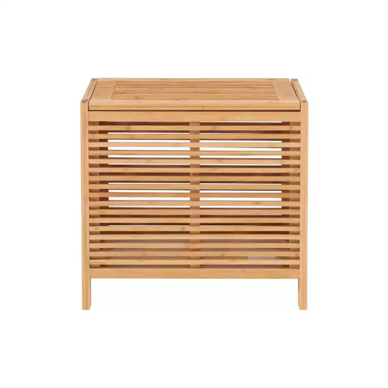 Cesto portabiancheria in bambù con coperchio, naturale, 55,25 cm L x 52,07 cm A x 38,74 cm P