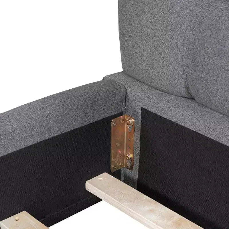 Letto a piattaforma imbottito queen size con testiera in tessuto di lino