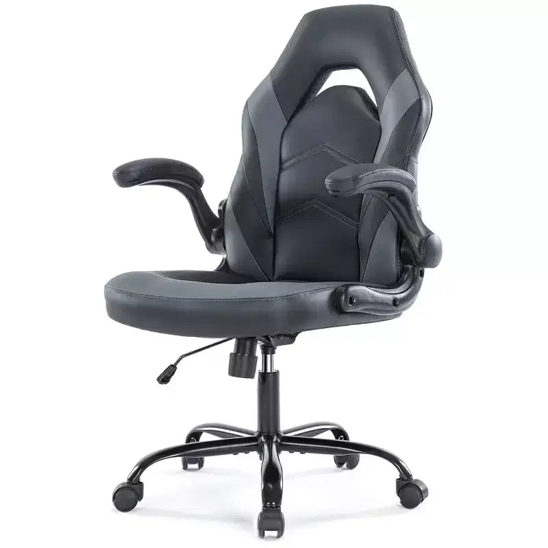 Sedia da gaming ergonomica con rivestimento in pelle PU, braccioli ribaltabili e supporto lombare