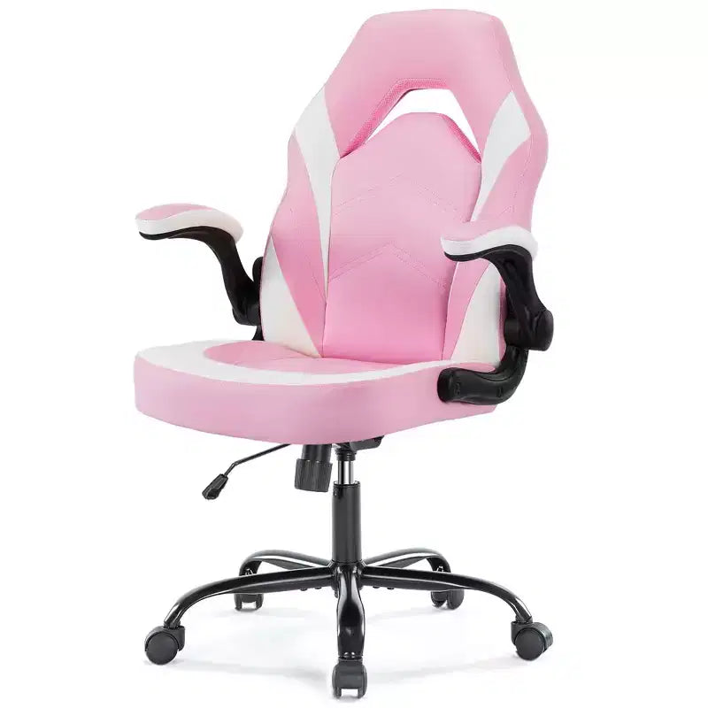 Sedia da gaming ergonomica con rivestimento in pelle PU, braccioli ribaltabili e supporto lombare