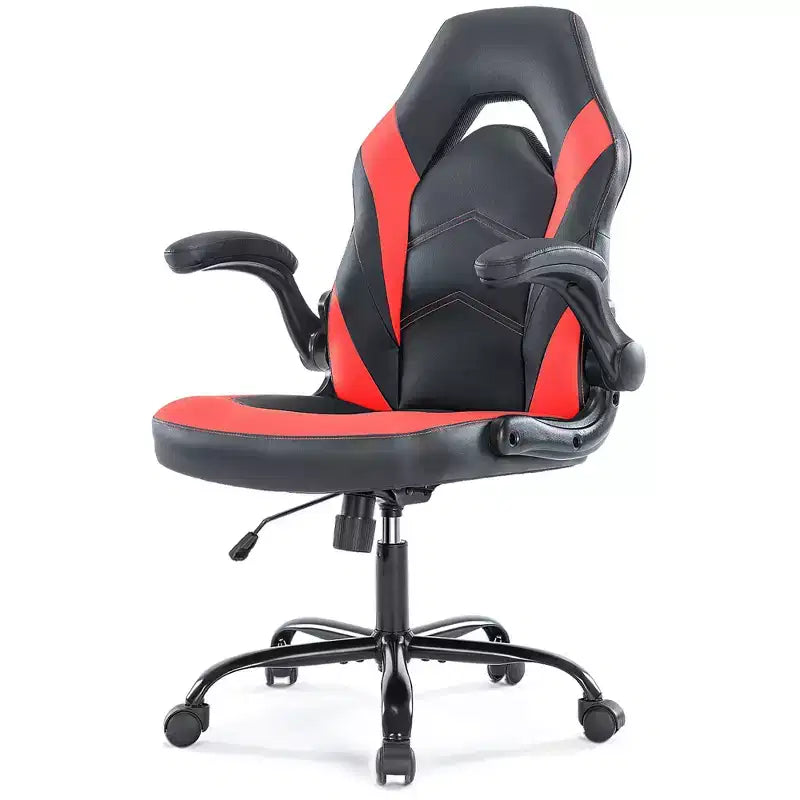 Sedia da gaming ergonomica con rivestimento in pelle PU, braccioli ribaltabili e supporto lombare