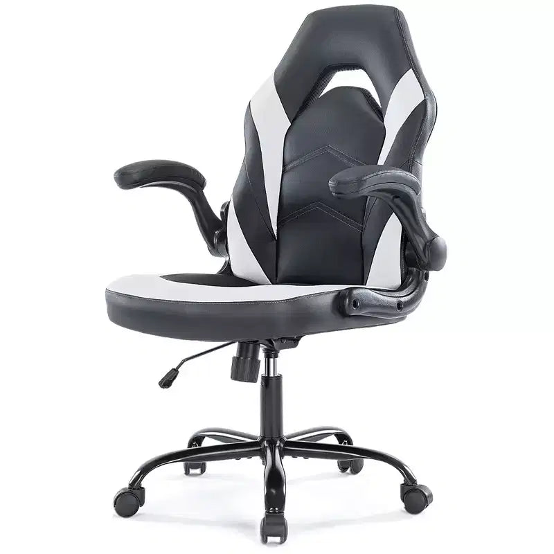 Sedia da gaming ergonomica con rivestimento in pelle PU, braccioli ribaltabili e supporto lombare