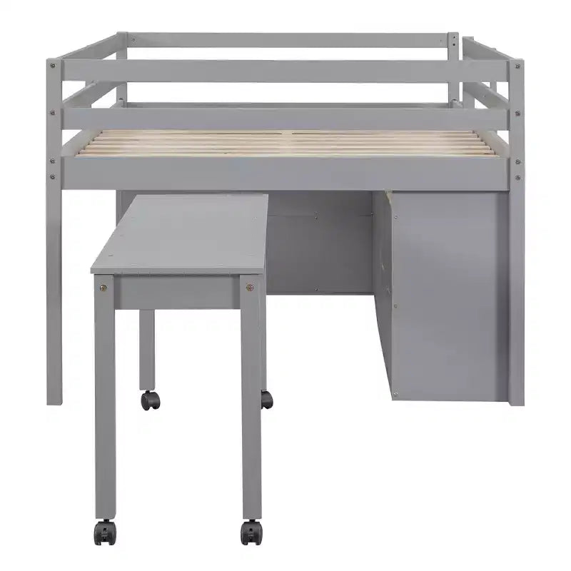 Letto a soppalco singolo con scrivania estraibile, 4 cassetti e mensole laterali, 76"L x 41.8"W x 43.3"H