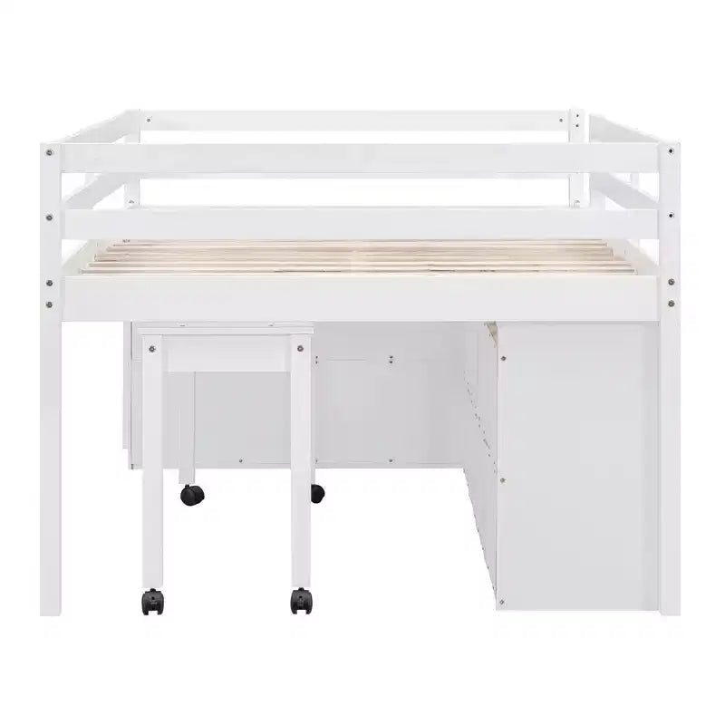 Letto a soppalco singolo con scrivania estraibile, 4 cassetti e mensole laterali, 76"L x 41.8"W x 43.3"H
