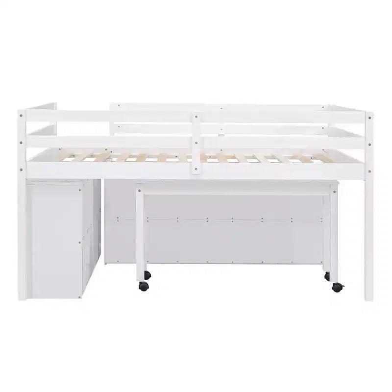 Letto a soppalco singolo con scrivania estraibile, 4 cassetti e mensole laterali, 76"L x 41.8"W x 43.3"H