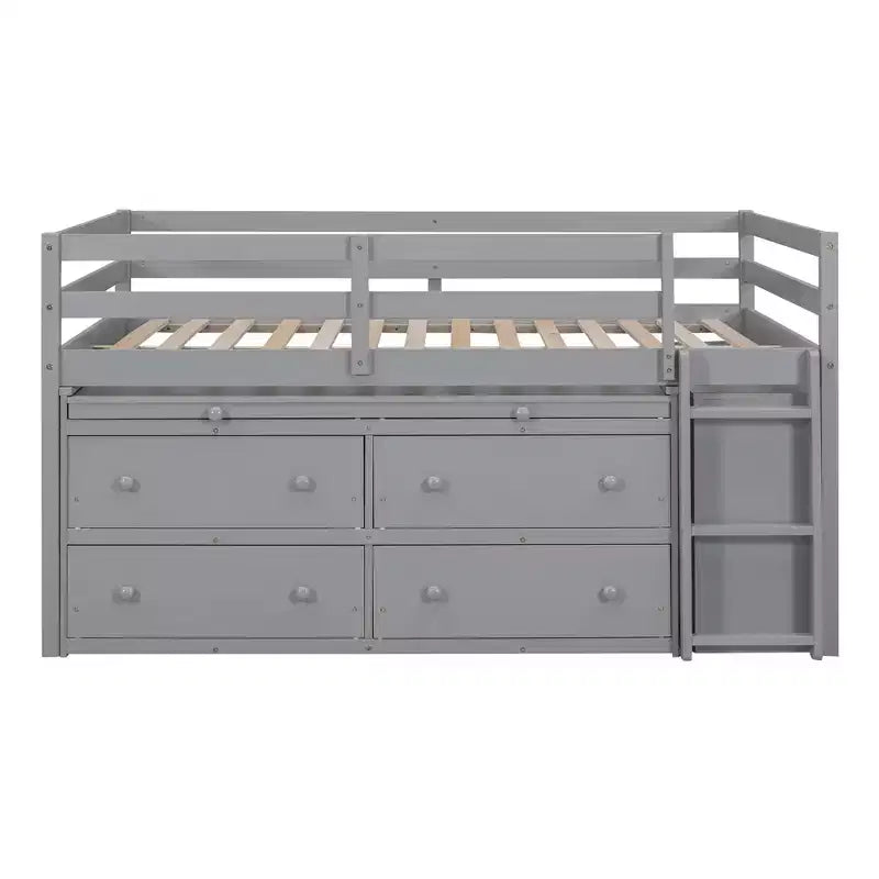 Letto a soppalco singolo con scrivania estraibile, 4 cassetti e mensole laterali, 76"L x 41.8"W x 43.3"H