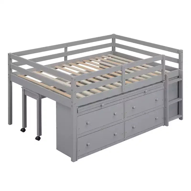 Letto a soppalco singolo con scrivania estraibile, 4 cassetti e mensole laterali, 76"L x 41.8"W x 43.3"H
