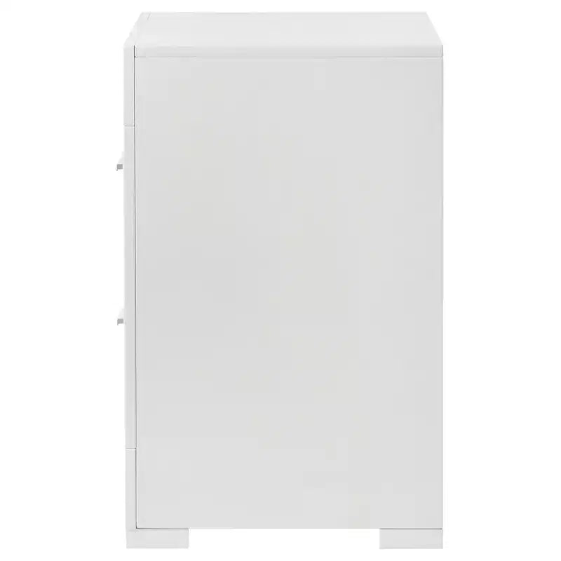 Comodino a 2 cassetti, finitura lucida, stile moderno
