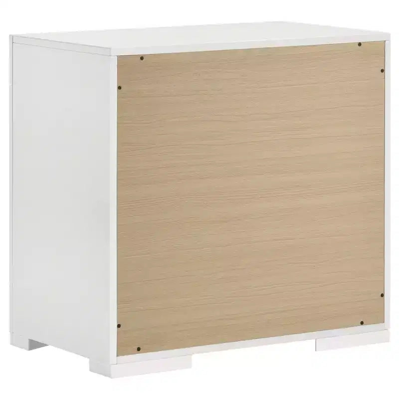 Comodino a 2 cassetti, finitura lucida, stile moderno