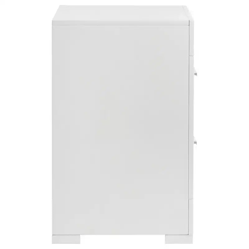 Comodino a 2 cassetti, finitura lucida, stile moderno