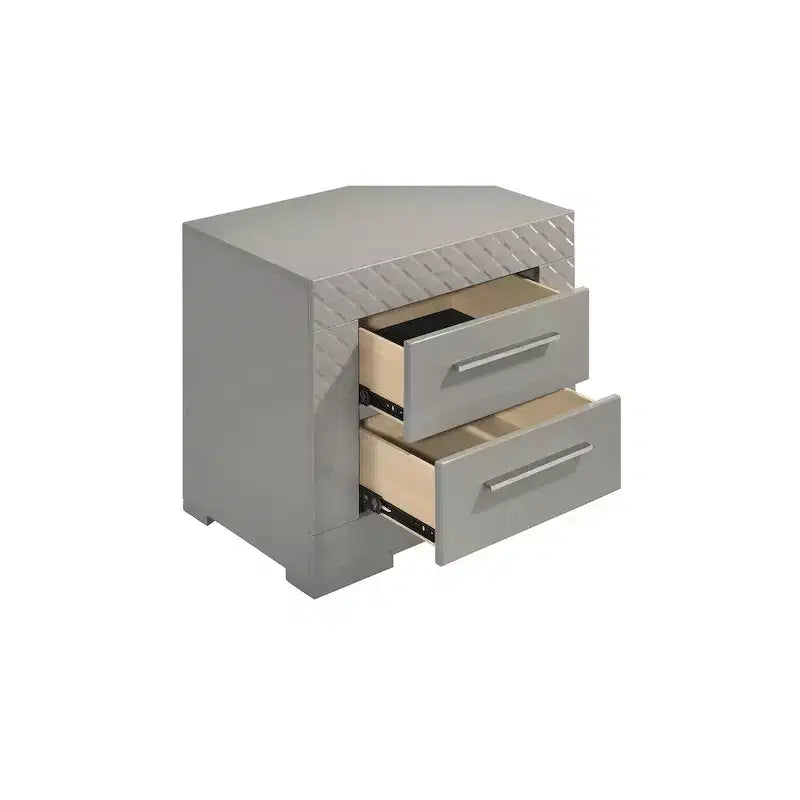 Comodino a 2 cassetti, finitura lucida, stile moderno
