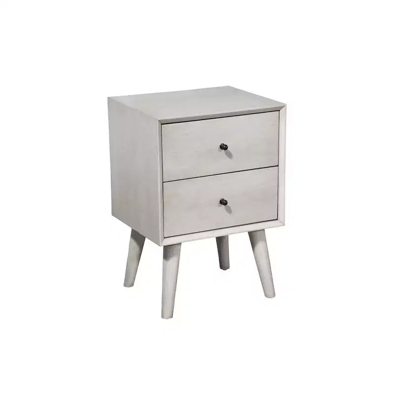 Comodino a 2 cassetti Mid-Century Modern, grigio