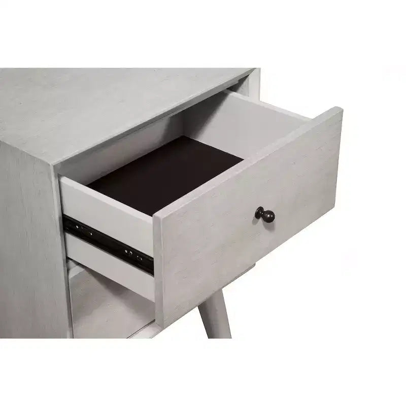 Comodino a 2 cassetti Mid-Century Modern, grigio