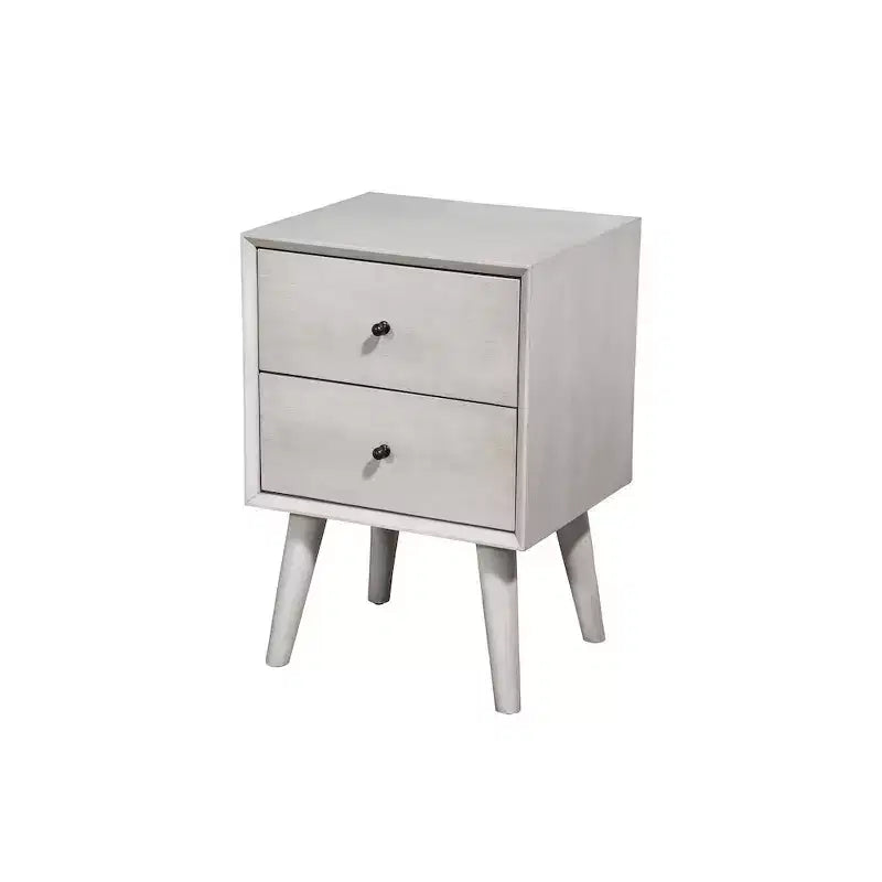 Comodino a 2 cassetti Mid-Century Modern, grigio