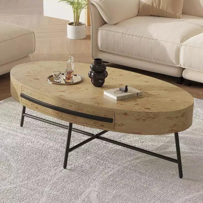 Tavolino da caffè ovale da 47,2" con cassetti portaoggetti