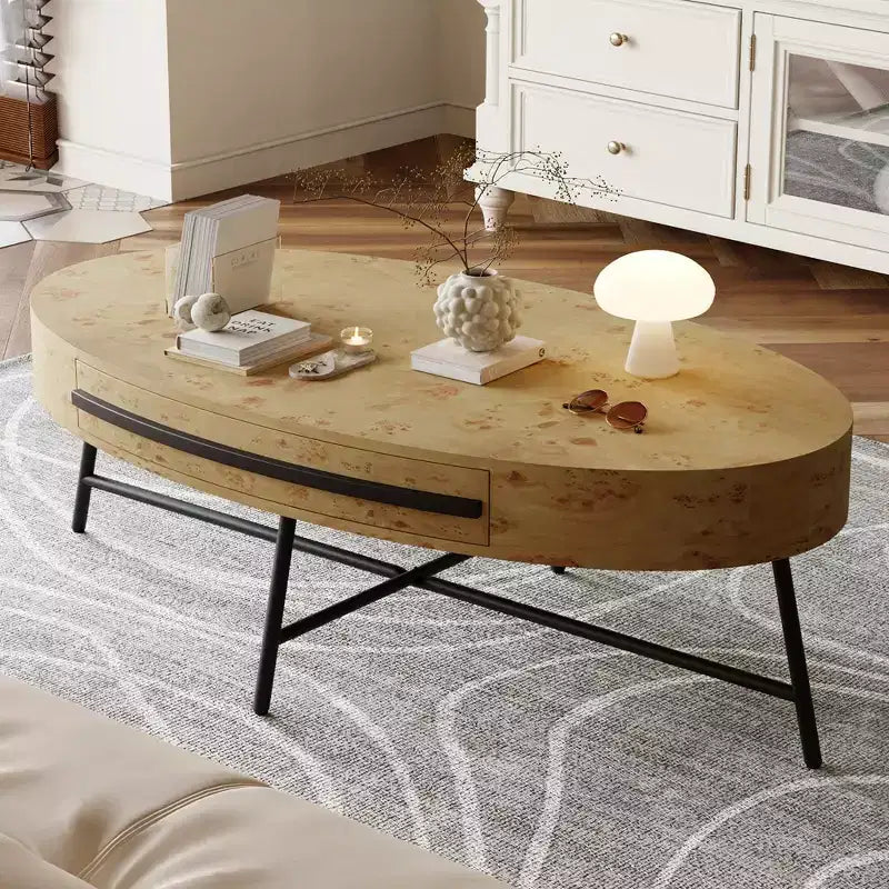 Tavolino da caffè ovale da 47,2" con cassetti portaoggetti