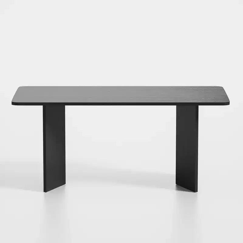Tavolo da pranzo rustico in legno massello 67" x 33,5" con gambe a V, Nero