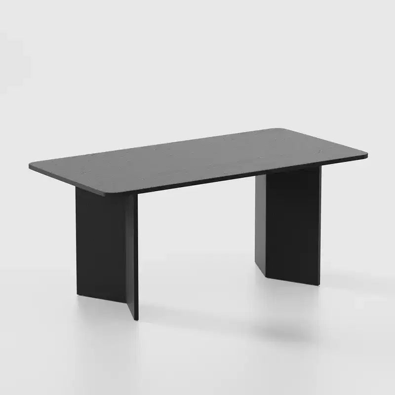 Tavolo da pranzo rustico in legno massello 67" x 33,5" con gambe a V, Nero