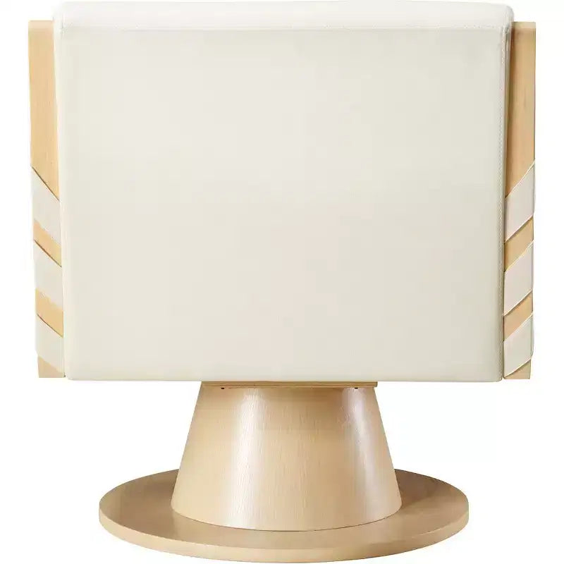 Poltrona girevole in pelle vegana con base in legno massello, stile Art Déco, nera