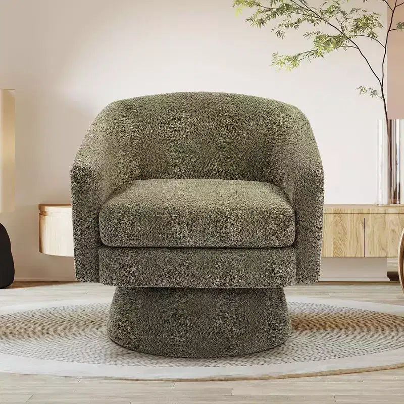 Poltrona girevole a 360° con supporto lombare e rivestimento in ciniglia