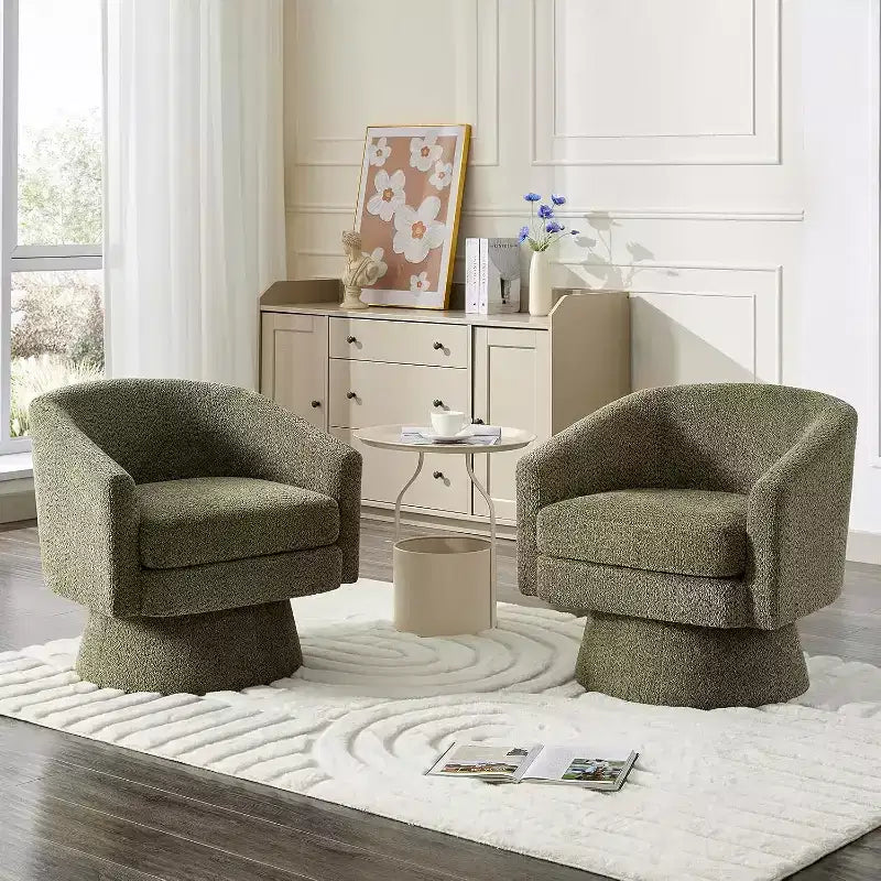 Poltrona girevole a 360° con supporto lombare e rivestimento in ciniglia