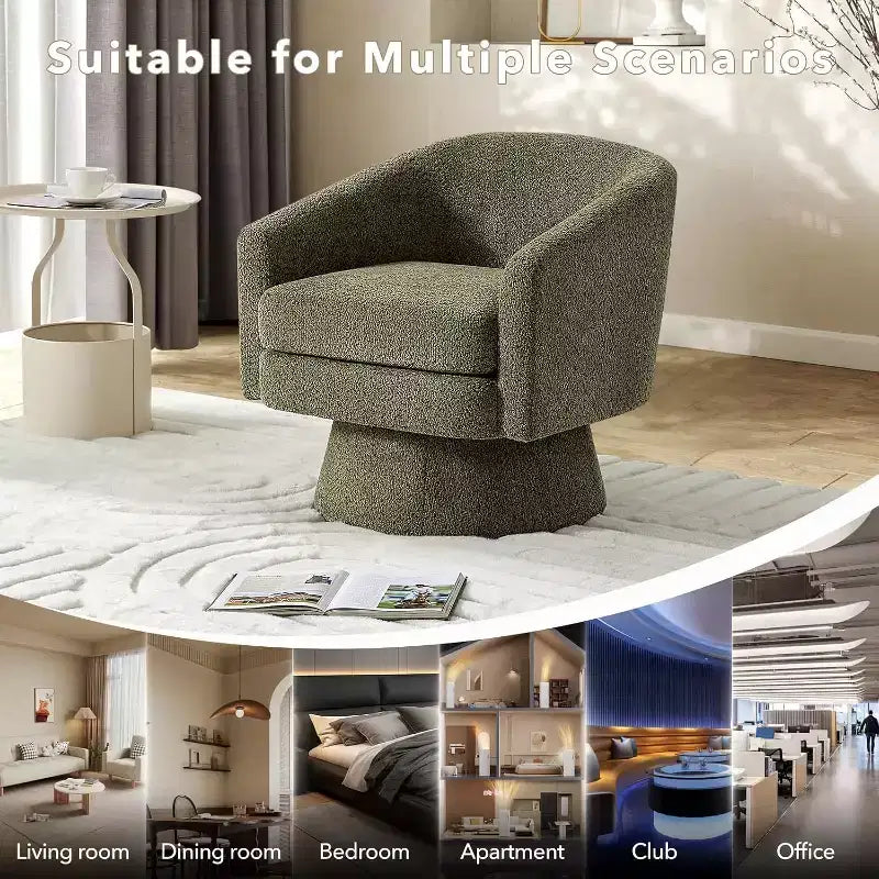 Poltrona girevole a 360° con supporto lombare e rivestimento in ciniglia