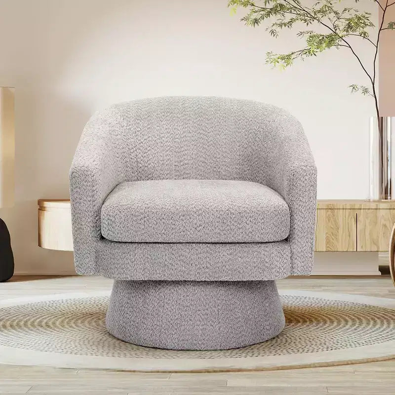 Poltrona girevole a 360° con supporto lombare e rivestimento in ciniglia