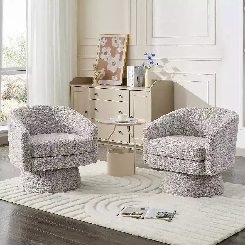 Poltrona girevole a 360° con supporto lombare e rivestimento in ciniglia
