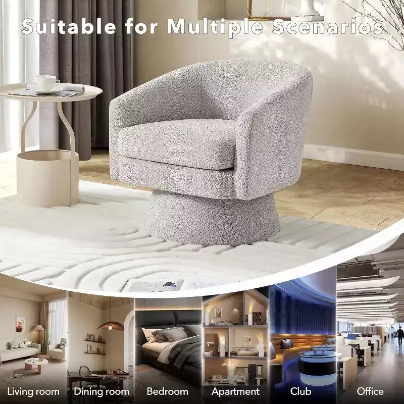 Poltrona girevole a 360° con supporto lombare e rivestimento in ciniglia