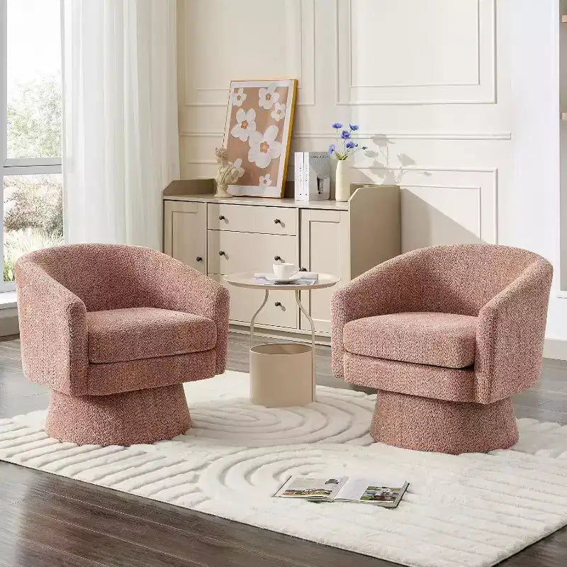Poltrona girevole a 360° con supporto lombare e rivestimento in ciniglia