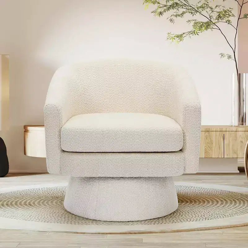 Poltrona girevole a 360° con supporto lombare e rivestimento in ciniglia