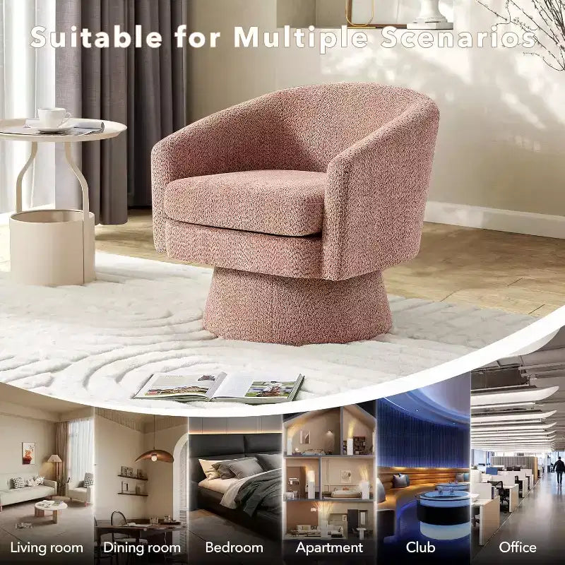 Poltrona girevole a 360° con supporto lombare e rivestimento in ciniglia