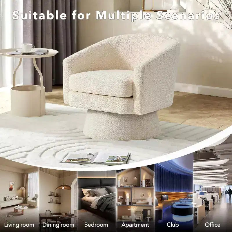 Poltrona girevole a 360° con supporto lombare e rivestimento in ciniglia