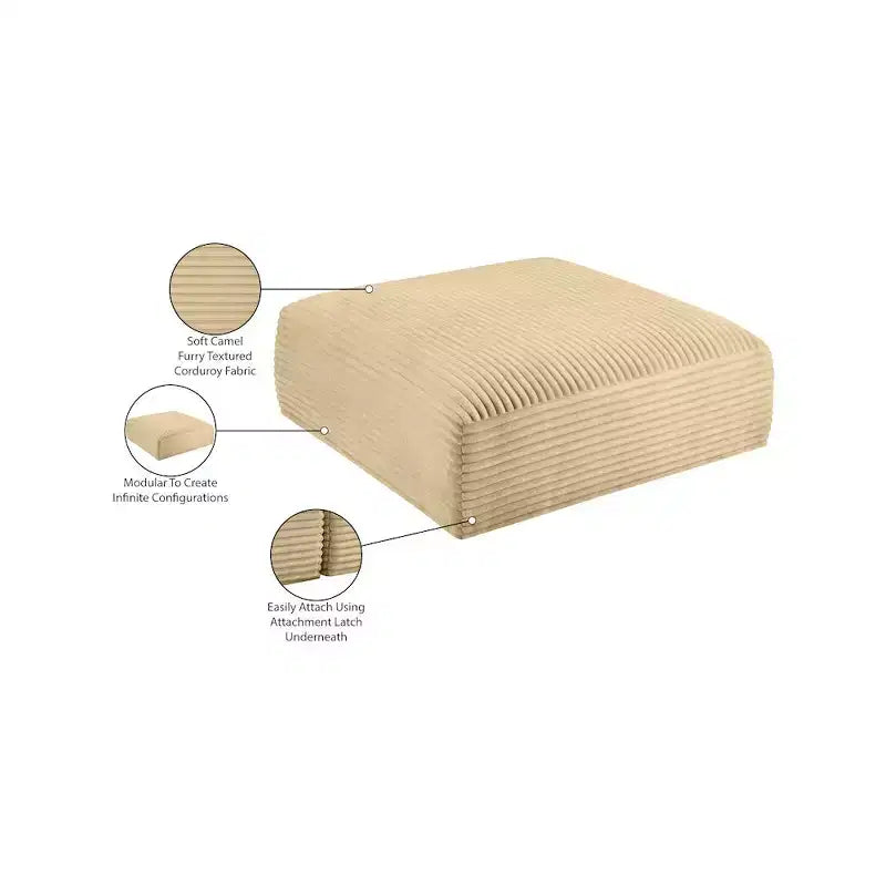 Pouf in tessuto performante a coste shaggy