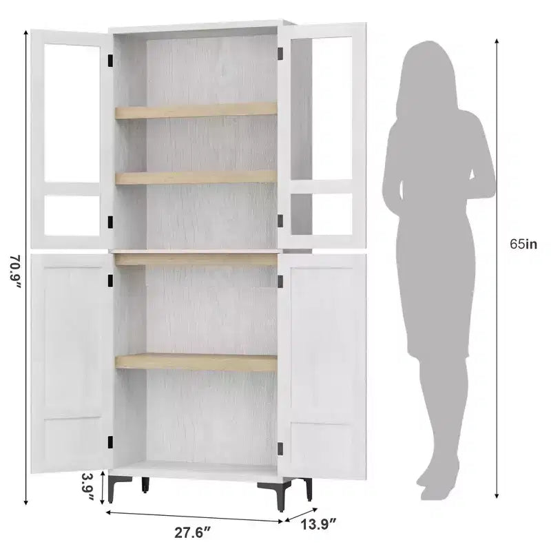 Armadio dispensa alto 180 cm con 4 ante e ripiani regolabili