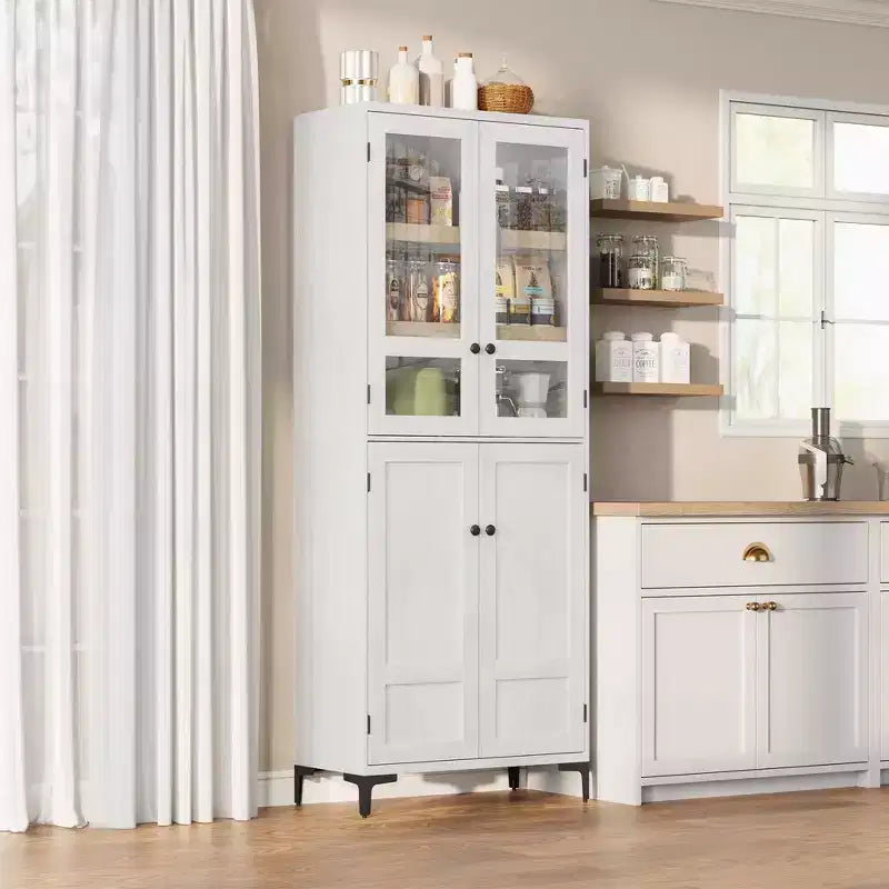 Armadio dispensa alto 180 cm con 4 ante e ripiani regolabili