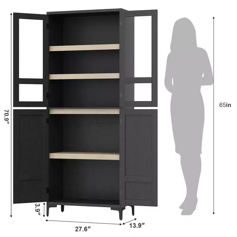 Armadio dispensa alto 180 cm con 4 ante e ripiani regolabili