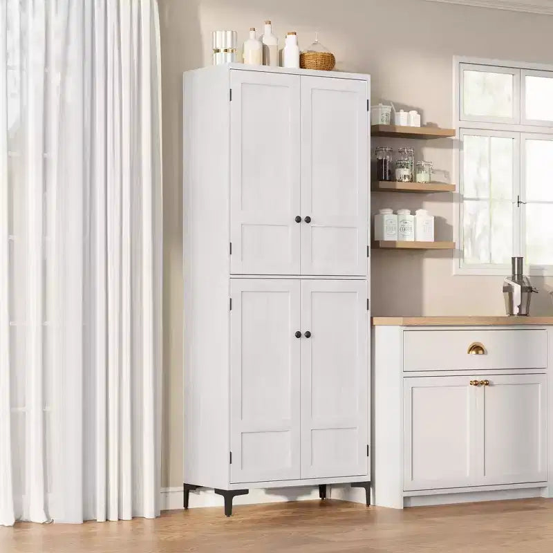Armadio dispensa alto 180 cm con 4 ante e ripiani regolabili