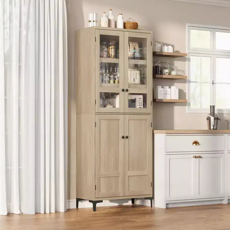 Armadio dispensa alto 180 cm con 4 ante e ripiani regolabili