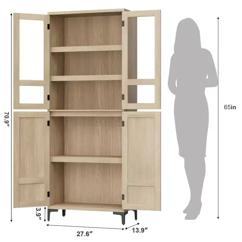 Armadio dispensa alto 180 cm con 4 ante e ripiani regolabili
