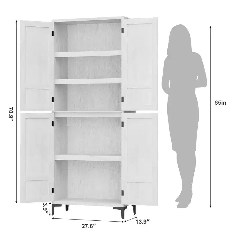 Armadio dispensa alto 180 cm con 4 ante e ripiani regolabili