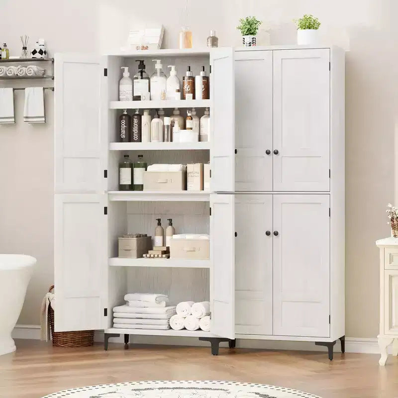 Armadio dispensa alto 180 cm con 4 ante e ripiani regolabili