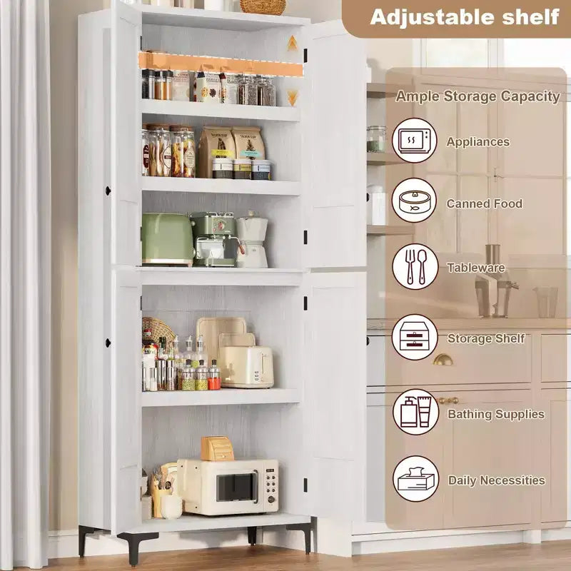 Armadio dispensa alto 180 cm con 4 ante e ripiani regolabili