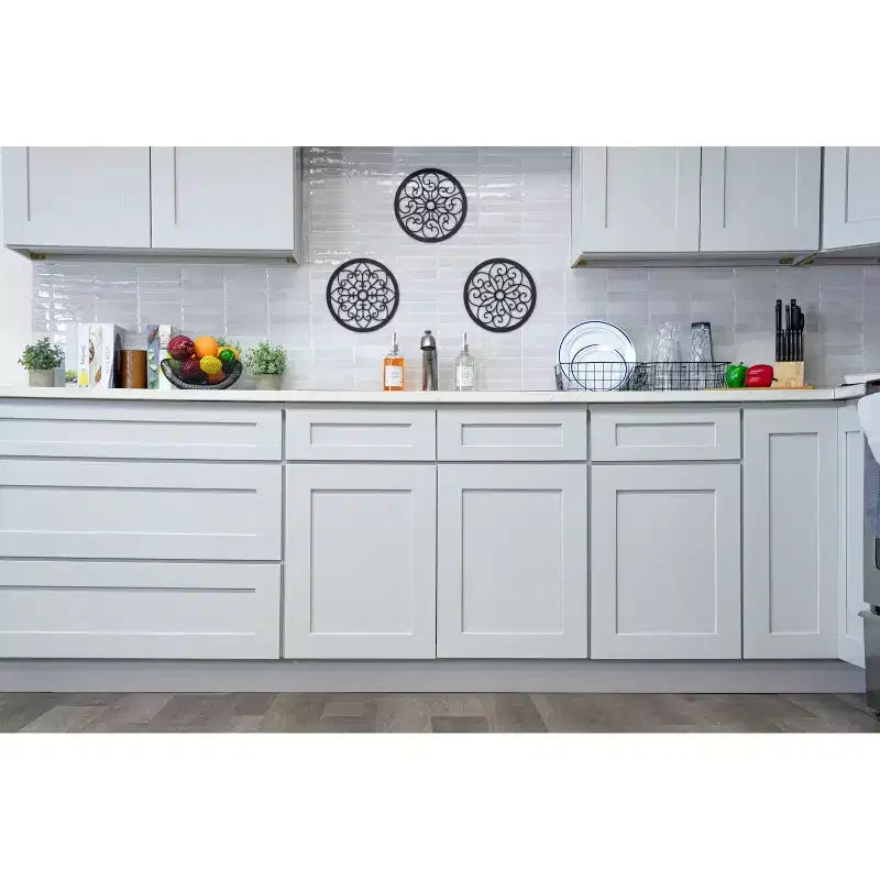Mobile base da cucina Shaker con doppie ante, 36"L x 12"A x 27"P, grigio tortora, RTA