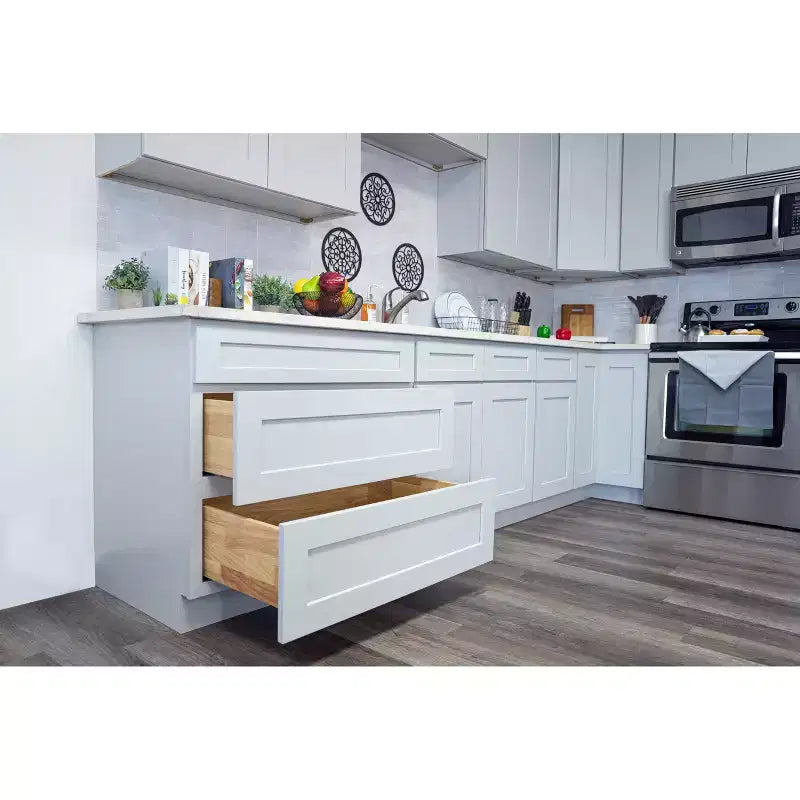 Mobile base da cucina Shaker con doppie ante, 36"L x 12"A x 27"P, grigio tortora, RTA