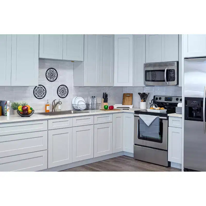 Mobile base da cucina Shaker con doppie ante, 36"L x 12"A x 27"P, grigio tortora, RTA