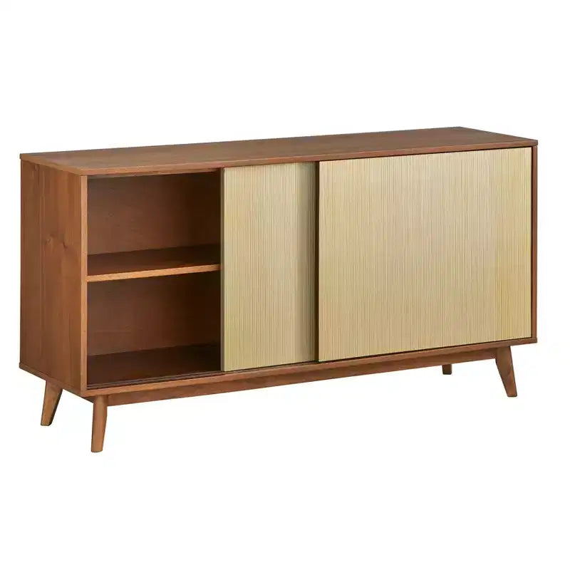 Madia Mid-Century Moderna con Ante Scorrevoli - Finitura Noce