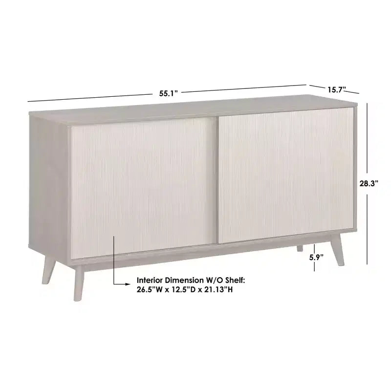 Madia Mid-Century Moderna con Ante Scorrevoli - Finitura Noce